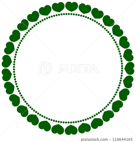 Green cute circular heart frame 128644165