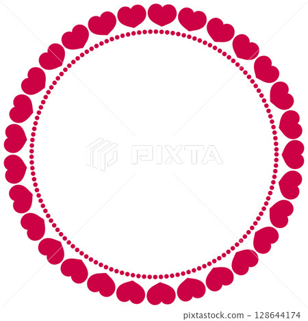 Bright pink cute circular heart frame 128644174