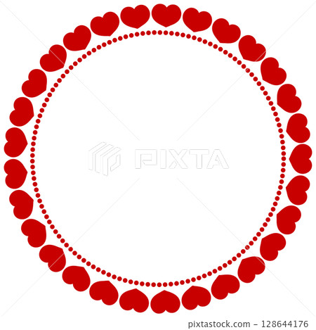 Red cute circular heart frame 128644176