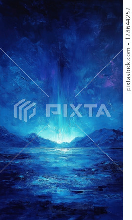 Ethereal Blue Landscape with Mystical Light 128644252