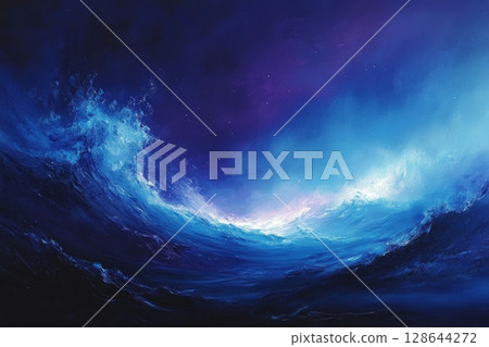 Dramatic Waves in a Vibrant Ocean Scene 128644272