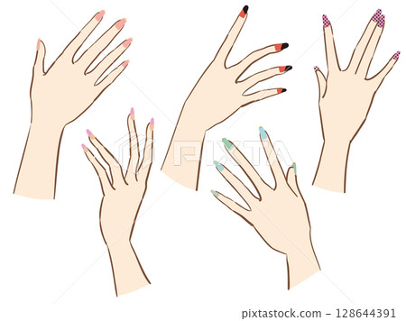 Beautiful hand poses and nail designs for advertising 128644391