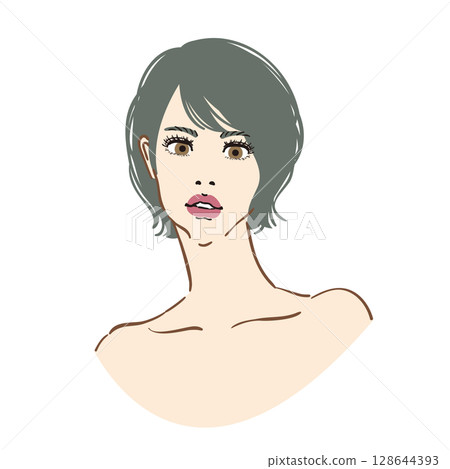 Fashion model style beautiful woman face close-up 128644393