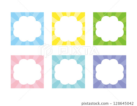 Square frame set with smokey speech bubbles and concentrated lines 128645042