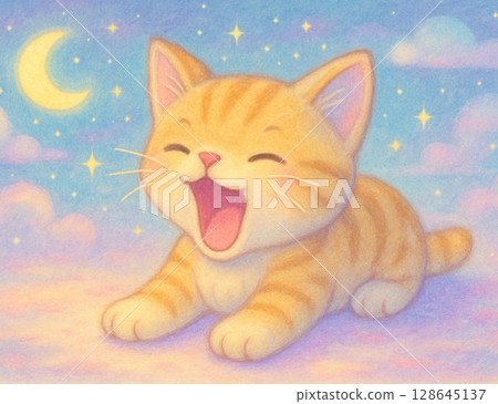 打呵欠的貓 128645137