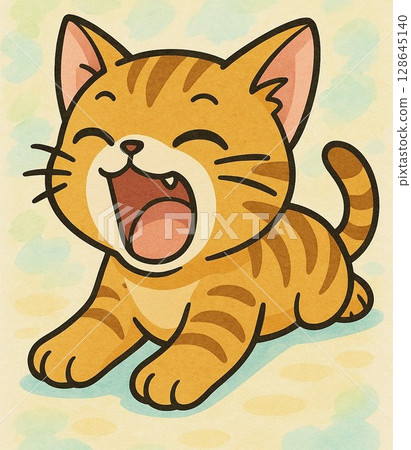 打呵欠的貓 128645140