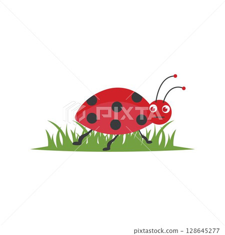 Ladybug logo on the grass. 128645277