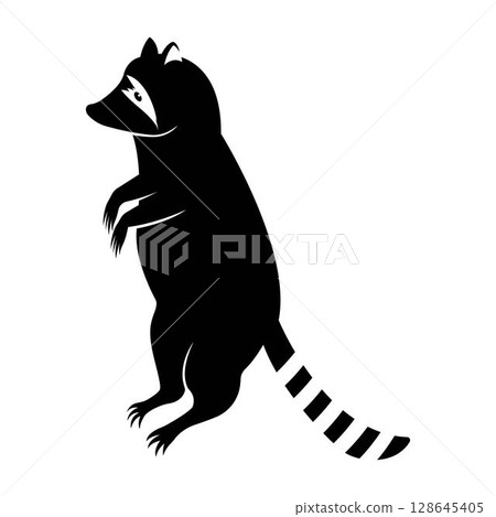 Cute Black raccoon logo vector icon illustration design Cute Black raccoon logo vector icon illustration design 128645405