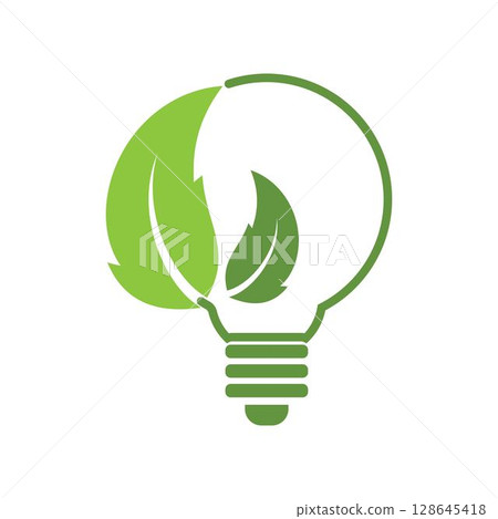 Save energy symbol. Energy icon with green leaf. Eco friendly, environmentally. Eco icon Save energy symbol. Energy icon with green leaf. Eco friendly, environmentally. Eco icon 128645418