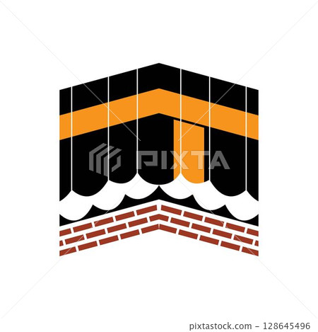 kaabah icon design, mecca ka'bah. vector illustration for islamic event, hajj, umrah, ramadan kareem, ied mubarak 128645496