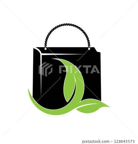 Eco Shop Logo Design Eco Bag Logo vector design illustration 128645573