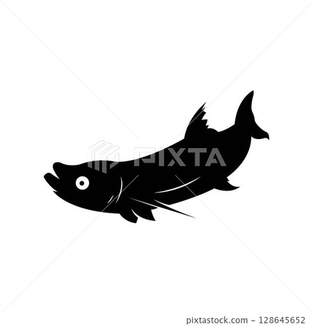 Salmon, fish and fishing, logo template. Underwater world, river and marine life, nature, vector design, illustration 128645652