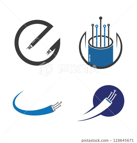 Viber optic cable icon vector flat design template Viber optic cable icon vector flat design template 128645671