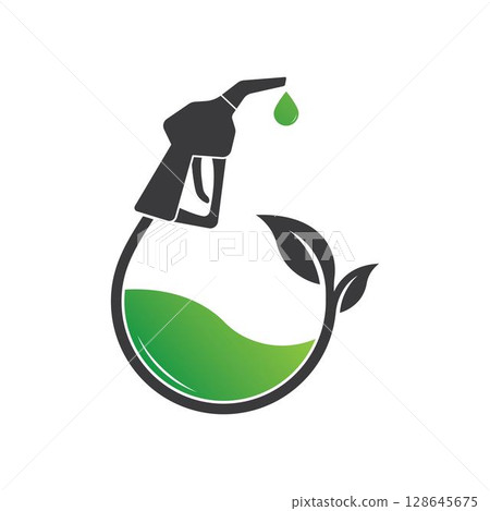 Bio fuel logo. Ecological fuel icon. Green eco pump. Petrol station sign. Green leaf pump. Vector illustration flat design. Bio fuel logo. Ecological fuel icon. Green eco pump. Petrol station sign. Green leaf pump. Vector illustration flat design. 128645675