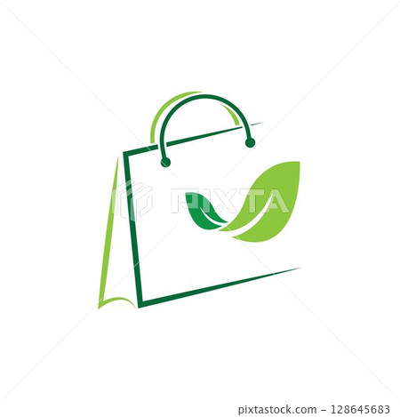 Eco Shop Logo Design Eco Bag Logo vector design illustration Eco Shop Logo Design Eco Bag Logo vector design illustration 128645683
