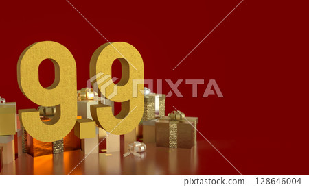 The Gift box and Number for 9.9 promotion or business concept 3d Rendering. The Gift box and Number for 9.9 promotion or business concept 3d Rendering. 128646004
