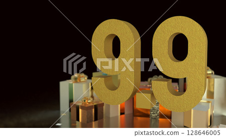 The Gift box  and Number for 9.9 promotion or business concept 3d Rendering. 128646005