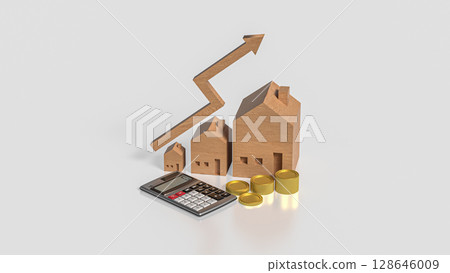 The House and Arrow up for Business concept 3d Rendering. The House and Arrow up for Business concept 3d Rendering. 128646009