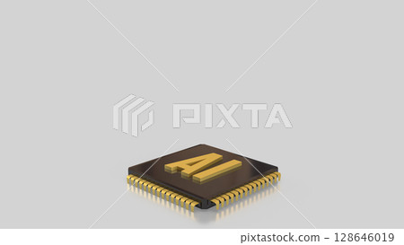The Gold AI on  IC  for Technology concept 3d Rendering. 128646019
