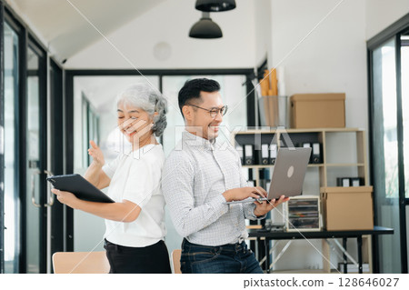 Portrait of success business people working together in office. 128646027