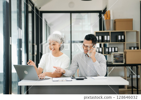 Portrait of success business people working together in office. 128646032