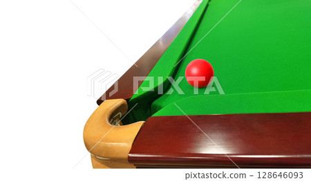 Green felt snooker table corner with red snooker balls on the table. Green felt snooker table corner with red snooker balls on the table. 128646093
