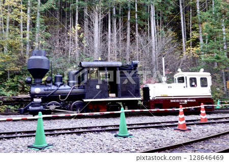 長野縣木曾郡上松町赤澤自然休養林內的赤澤森林鐵路機車景觀 128646469