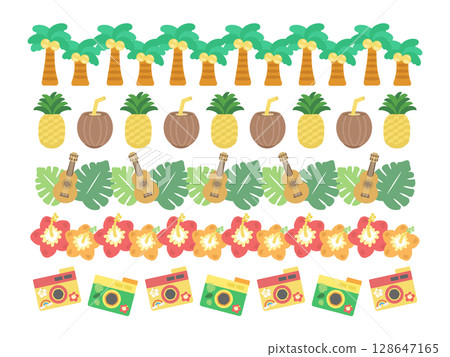 Hawaiian line illustration set 128647165