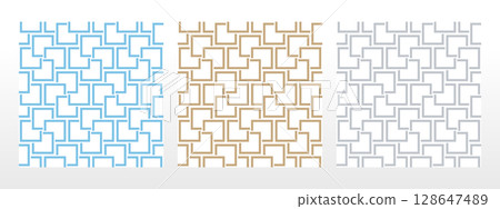Set of abstract geometric patterns. Seamless vector backgrounds. Colored ornaments Graphic modern patterns Simple lattice graphic design Set of abstract geometric patterns. Seamless vector backgrounds. Colored ornaments Graphic modern patterns Simple lattice graphic design 128647489