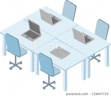 Business work isometric office computer desk chair illustration material Business work isometric office computer desk chair illustration material 128647729