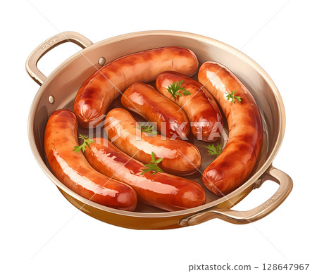 Browned wiener sausage 128647967