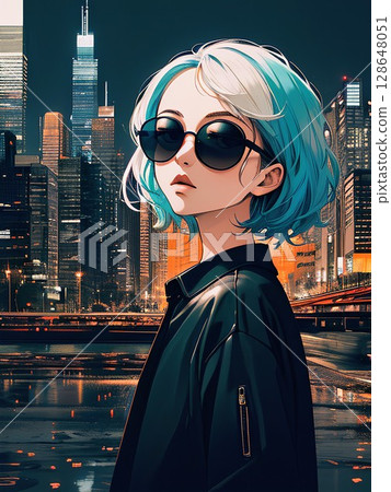 戴墨鏡的女性角色 128648051