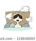 A man taking a break in a hot spring 128648083