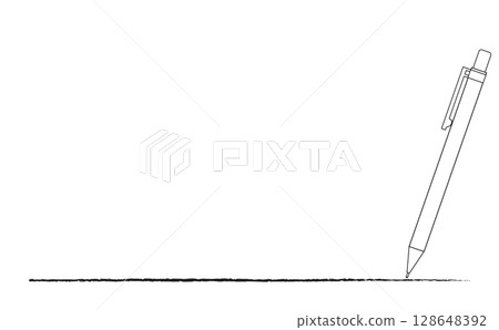 Line drawing illustration of a mechanical pencil drawing a line - background material 128648392