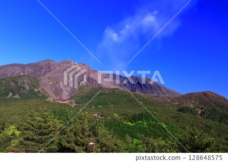 [Kagoshima Prefecture] Sakurajima crater as seen from Yunohira Observatory on a clear day 128648575