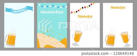 Oktoberfest beer festival Party set poster layout. Beer toast cup glass. For marketing advertisement pub brewerie and social media. Vector illustration. Oktoberfest beer festival Party set poster layout. Beer toast cup glass. For marketing advertisement pub brewerie and social media. Vector illustration. 128649149