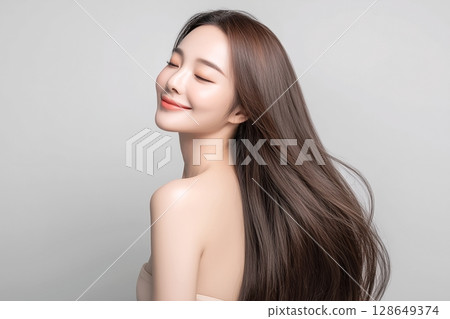 Beautiful haired woman/long hair "AI generated image" 128649374