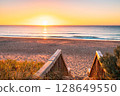 Boardwalk to Maslin Beach at sunset, Fleurieu Peninsula 128649550