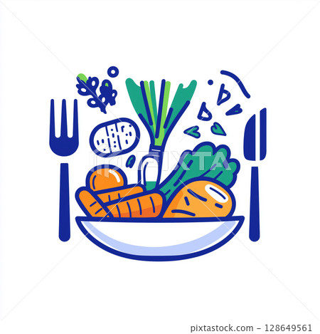 Colorful food illustration showcasing healthy ingredients 128649561