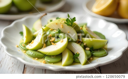 Green Apple and Pear Salad with Lemon Aroma Green Apple and Pear Salad with Lemon Aroma 128650079