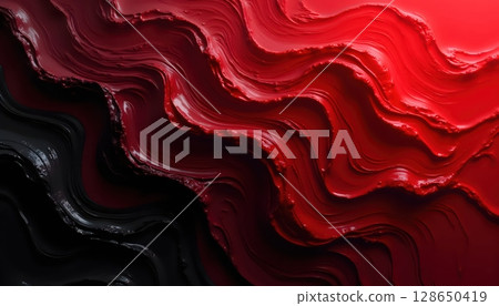 Expressionist Red Chaos Painting 128650419