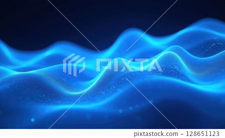 Curved digital tracks of blue light 128651123