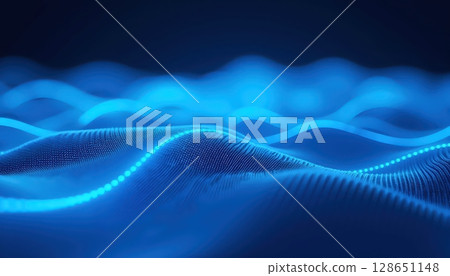Flowing light waves and sparkles in digital space 128651148