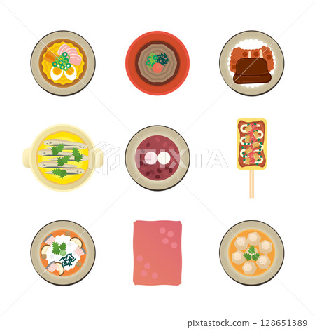 Shimane gourmet illustration set 128651389