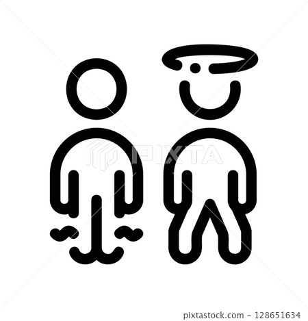 Sickness symptom icons showing leg weakness and dizziness 128651634
