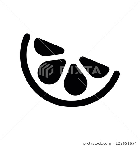 Black and White Icon of a Lemon or Lime Wedge Slice Black and White Icon of a Lemon or Lime Wedge Slice 128651654