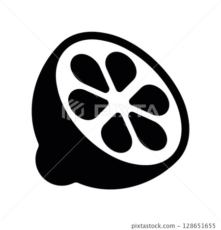 Half a Lemon or Lime Showing Inner Segments, Icon Style Half a Lemon or Lime Showing Inner Segments, Icon Style 128651655