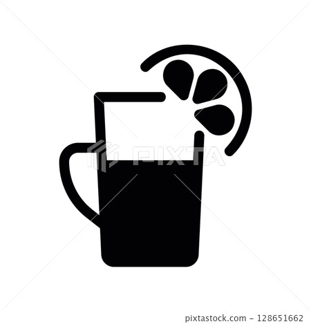 Glass Mug with a Cold Drink and a Lemon Slice Garnish Glass Mug with a Cold Drink and a Lemon Slice Garnish 128651662