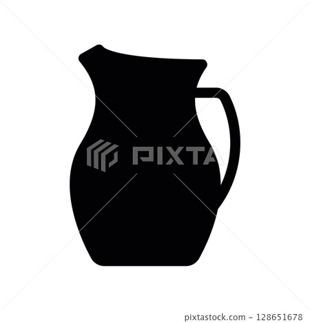 Simple Black Silhouette of an Empty Pitcher or Jug for Drinks Simple Black Silhouette of an Empty Pitcher or Jug for Drinks 128651678