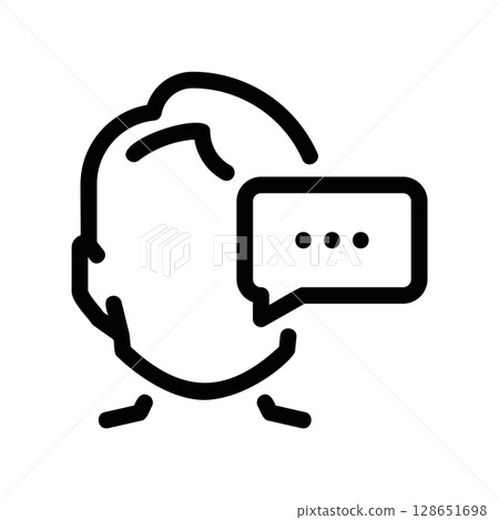 Line Art Icon of a Head Profile with a Speech Bubble Line Art Icon of a Head Profile with a Speech Bubble 128651698